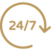 24/7 circular arrow icon representing around-the-clock availability